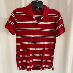 Youth Red/White/Black Striped Polo